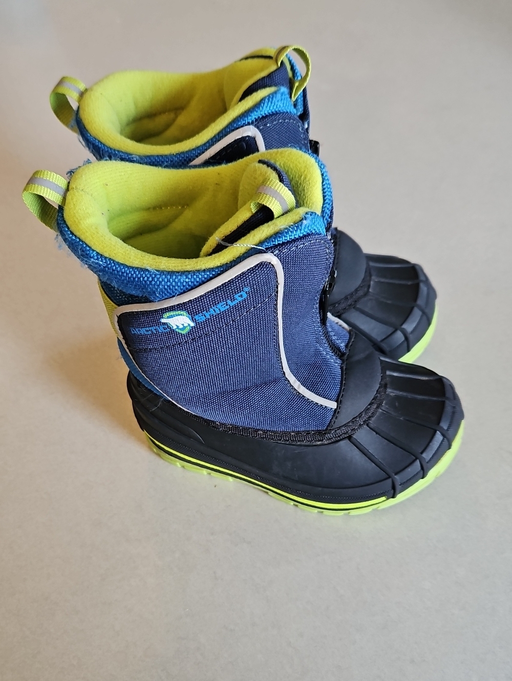 Kids Navy and Lime Waterproof Snow Boots